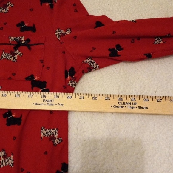 Laura Ashley Pajama Top Womens XL Scottie Dog Cheetah Print Bows Hearts Knit - Picture 7 of 8